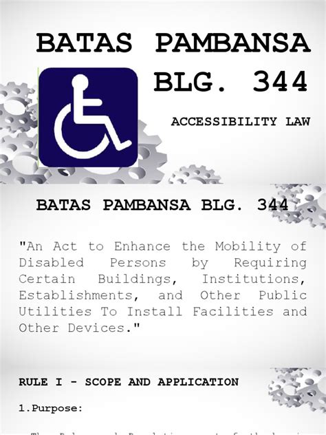 batas pambansa bilang 344|Accessibility Law (Batas Pambansa Bilang 344) and .